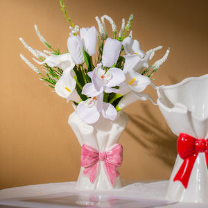 Salon moderne ornement Table à manger Pots de fleurs séchées français Ins Vase en céramique Vases Bouquet à main Vase à fleurs en céramique - Product Image 4