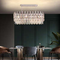 Lustre en cristal K9 de luxe français, design goutte d'eau, éclairage pour salle à manger, chambre à coucher, salon moderne, pendentif rond en métal