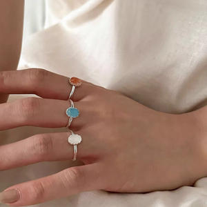 Colorful Moonstone Unique Design <b>Copper</b> High-End Open Band Ring Fashionable Exquisite Commute Friendly Stackable Wedding - Product Image 5