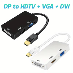 <span class=keywords><strong>Adaptateur</strong></span> Convertisseur DP 3-en-1 Mâle-Femelle 4K, Prise en Charge 1080P pour Moniteur, Ordinateur, Projecteur, PVC, <span class=keywords><strong>USB</strong></span> Type <span class=keywords><strong>C</strong></span>, <span class=keywords><strong>HDMI</strong></span>, DVI, <span class=keywords><strong>VGA</strong></span>, Entrée DP/Cuivre - Product Image 3