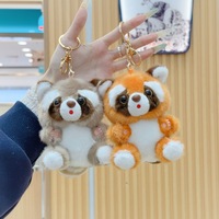 Porte-clés en peluche raton laveur mignon, adorable poupée en peluche, pendentif de sac, mini jouet en peluche, poupée pour machine à griffes, vente en gros