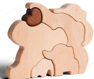 Puzzle en bois personnalisé en forme de famille d'ours, gravé avec les noms, décoration de table, cadeau pour la fête des mères - Product Image 6