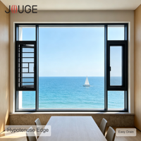 Fenêtre en aluminium JOUGE à ouverture vers l'extérieur, couleur personnalisée, 6060-T66, 1,8 mm, PA66, rupture de pont thermique, verre Low-E, pour projet de bâtiment moderne
