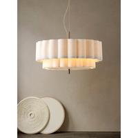 Lampe suspendue moderne en tissu et fer, à 2 niveaux, plissée, LED, dorée, garantie 3 ans, éclairage pour salon et chambre à coucher