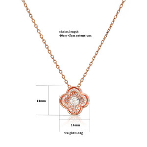 Moda di lusso trifoglio con diamanti <span class=keywords><strong>ciondolo</strong></span> in acciaio inossidabile collana in oro rosa con zircone cubico gemma <span class=keywords><strong>quadrifoglio</strong></span> pendente da donna - Product Image 3