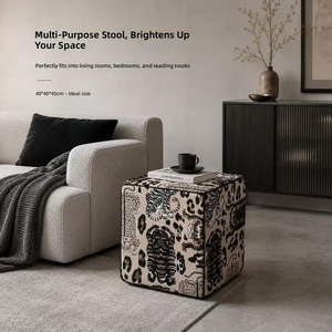 Modern Solid Wood Fabric Lounge <strong>Footstools</strong> Removable Washable <strong>Cover</strong> for Home Furniture Apartments Dining/Living Rooms Bedrooms - Product Image 2