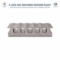 Bloc de dissipateur thermique usiné CNC 5 axes sur mesure en aluminium robuste avec finition métallique satinée brute pour l'assemblage de système thermique