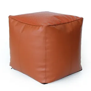 Classic woven faux leather covered square ottoman foot rest sofa bean bag