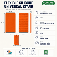 Support de téléphone portable, tablette et ordinateur portable en silicone flexible, pliable, antidérapant, avec logo personnalisé, pour une meilleure dissipation de la chaleur
