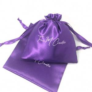 Sacs cadeaux en satin à cordon de serrage en soie pour le stockage de perruques, vente en gros, avec logo - Product Image 5