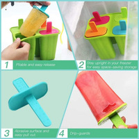 Moule à glaçons en silicone réutilisable et écologique, fabrication artisanale de tubes à sucettes glacées à 4 cavités, impression de logo personnalisée