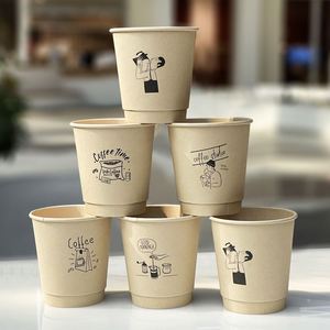 Vasos de Papel Kraft Desechables Reciclables de Grado Alimenticio con Logotipo Personalizado, 6oz / 8oz / 12oz / 16oz / 20oz, para Café Caliente, con Tapa - Product Image 1