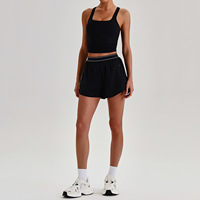 Ensemble de vêtements de sport pour yoga et fitness, haut de yoga à col montant en nylon très élastique grande taille et short de yoga