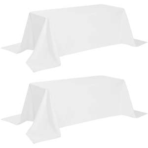 DB Lot de 2 nappes blanches classiques 90x132 pouces 200 GSM résistantes aux taches et aux plis pour tables rectangulaires de 6 pieds pour la maison et les hôtels - Product Image 1