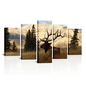 Decoración de pared-ciervo en otoño bosque pintura Giclee vida silvestre imagen Animal alce póster impresión personalizada pintura