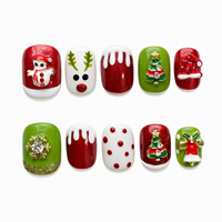 Collection de Noël RTS : Magnifiques faux ongles de luxe faits à la main, à presser, avec breloques, pour l'art des ongles