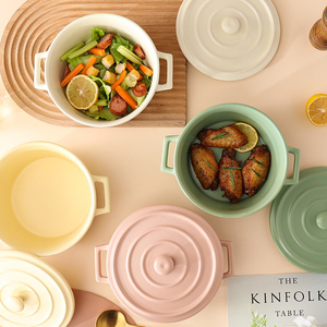 Cacerola de cerámica de grado Chef, juego de cuencos seguros para microondas y vapor con textura, utensilios de cocina comerciales con logotipo personalizado - Product Image 4