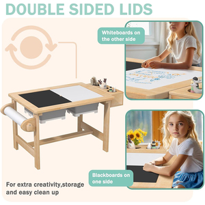 Cadeaux d'anniversaire pour garçons et filles, table sensorielle pour enfants avec 2 bacs sensoriels, planche double face - Product Image 2