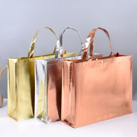 Taille personnalisée et logo réutilisable métal brillant polypropylène non tissé Shopping emballage fourre-tout épicerie sac non tissé avec bouton