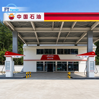 Structure en acier sur mesure FT pour station-service, toit modulaire à grande portée, panneau d'affichage LED personnalisable en couleur