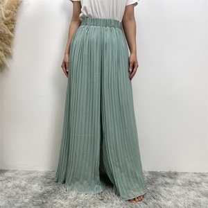 2296# Spring Summer Breathable Chiffon Casual Pleated Pant Elastic Waist With Lining Refreshing Popular Women Pant - Product Image 4