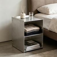 Table d'appoint industrielle en aluminium brossé sur mesure avec boîte de rangement pour salon et chambre