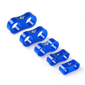 Collier de serrage tressé automobile modifié à double trou pour tuyau d'huile, clip de fixation séparateur compatible AN4 AN6 AN8 AN10 - Product Image 2