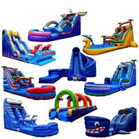 Toboggan aquatique gonflable géant en PVC durable, rose, avec piscine et souffleur, prix usine, ODM