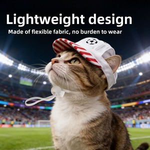 Haustier-Fußballmütze Hunde-Baseballkappe Katzen-Sonnenblende mit Ohrlöchern Verstellbarer UV-Schutz für den Sommer Fußball-Thema Haustier-Baseballkappe - Product Image 4