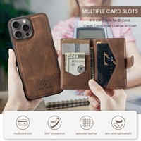 Casing Ponsel iPhone 18 Pro Max Magnet Wireless Charging Card Holder Stand Kulit Sintetis 17 Air 16 Plus 15 14 13 12