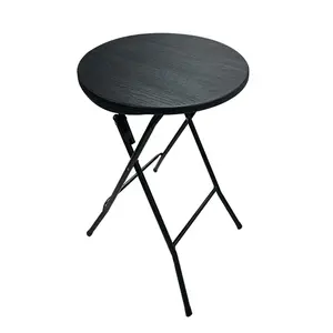 โต๊ะพับพลาสติกทรงกลม HDPE 60ซม.,ดีไซน์ลายเนื้อไม้สำหรับ Dalcony หรือ Bistro