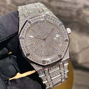 Montre de luxe en argent 925 sertie de moissanite taille glace, clarté VVS-VVS1, qualité bijou, testée au diamant, 100% montre de luxe - Product Image 1