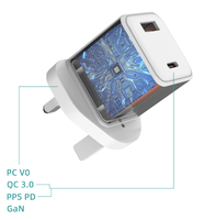 Chargeur rapide 20W avec port Type-C, matériau ignifuge, câble rétractable - Design carré compact pour téléphones mobiles