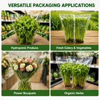 Sacs d'emballage trapézoïdaux en CPP de qualité alimentaire, thermoscellables, imprimés en héliogravure, avec trous d'aération pour l'emballage de laitues, herbes fraîches et légumes - Vente en gros