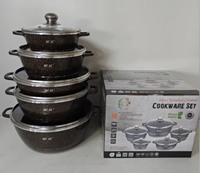 Ensemble de casseroles en aluminium pour famille, 10 pièces, 20/24/28/32 cm, casserole profonde, poêle peu profonde de 28 cm, revêtement antiadhésif en granit, compatible avec les cuisinières à gaz