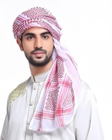 Écharpe traditionnelle saoudienne Shemagh Ghutra pour hommes (rouge/blanc) Foulard pour hommes et femmes
