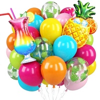 Set Balon dengan Balon Daun Palem dan Balon Foil Nanas untuk Pesta Kolam Renang Luau Hawaii Perlengkapan Ulang Tahun Musim Panas