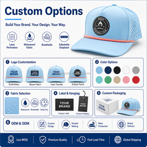 New Fashion Custom Rubber PVC Patch Logo 5 Panel <b>Waterproof</b> Polyester Sport Golf Baseball Cap Adjustable Leopard Laser Cut - Product Image 3