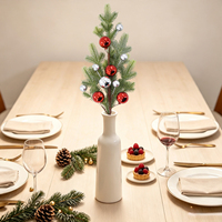 Decoración Navideña con Ramas de Pino, Bolas Acrílicas Rojas y Plateadas de 27.5 Pulgadas, Adorno de Vegetación Artificial para Fiestas, Venta al Por Mayor