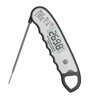 Termometer Makanan Digital Respon Ultra Cepat 0.6s dengan Probe Lipat 304ss Layar LCD Tahan Air untuk Penggunaan BBQ, Panggangan, Penggorengan, dan Oven