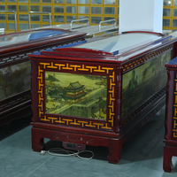 Ataúd Funerario de Madera Sólida de Alta Calidad, Estilo Americano, con Sistema de Enfriamiento de Aire Integrado, Ataúd de Cobre Exquisito