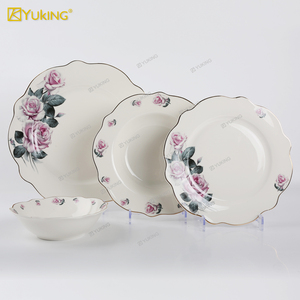 Servizio da tavola in porcellana di alta qualità 16 <span class=keywords><strong>18</strong></span> 20 pz <span class=keywords><strong>Set</strong></span> da pranzo all'ingrosso <span class=keywords><strong>piatti</strong></span> con Design floreale <span class=keywords><strong>Set</strong></span> di stoviglie da ristorante di lusso - Product Image 3