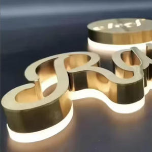 Insegna 3D Illuminata in Acciaio Inox, Lettere LED con Illuminazione di Sottofondo, Insegna <span class=keywords><strong>Luminosa</strong></span> <span class=keywords><strong>per</strong></span> Esterni - Product Image 1