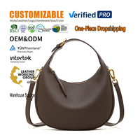 Sac bandoulière tendance demi-lune en cuir véritable, style minimaliste pour femme, grande capacité, sac à main bandoulière de créateur de niche, forme croissant