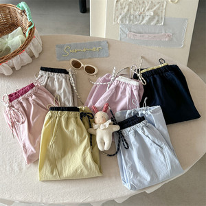 Girls Pants Summer Thin Cotton Solid Color Casual Long Trousers For Children Quick Drying Mosquito Proof - Product Image 2