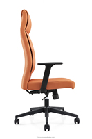 Chaises de direction populaires à dossier haut en cuir PU orange, chaises pivotantes de direction, solution de projet, chaises de bureau pour PDG, patron