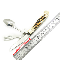Couteaux de survie et de camping multifonctionnels B365 : couteau pliant, cuillère, fourchette, couteau à viande, couteau de poche (non utilisés)