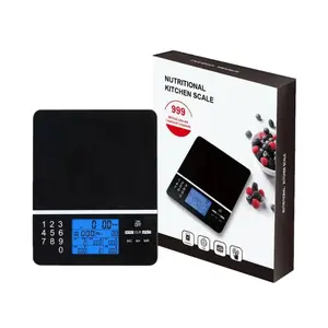 Vente chaude écran LCD 5kg balance domestique numérique calories balance de poids alimentaire avec calculatrice nutritionnelle