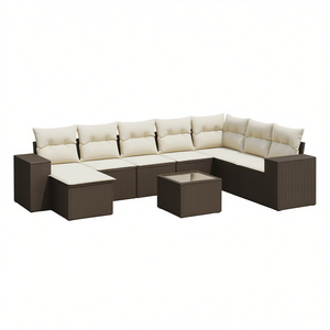 Set Divano da Giardino Modulare in Rattan PE Marrone, Arredamento da Esterno con Cuscini per 7 Persone, Design Moderno - Product Image 1