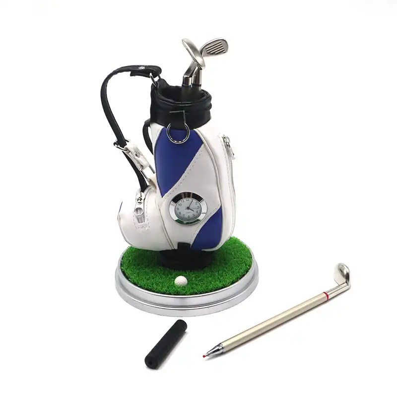 Mini Desktop Golf Souvenir Set Golftas Pennenhouder Met Klok